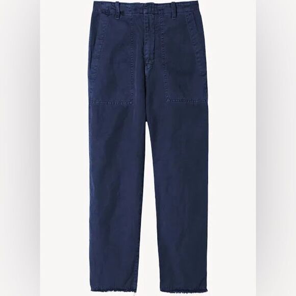 NWT Nili Lotan Luna Cotton & Linen Twill Crop Pants in Marine Blue Size 0 - Picture 5 of 6